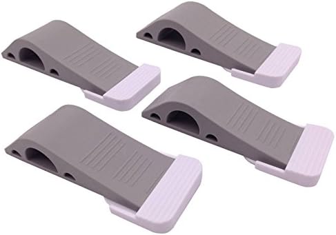 Door Stop – 4 Pack – BONUS 4 Holders – Flexible Grey Rubber Door Stopper Easily Wedges Door Gaps up to 1 Inch – Baltic Living Doorstop