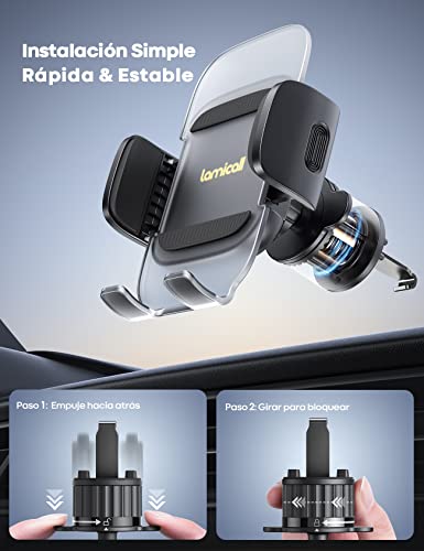 Lamicall Soporte Celular Auto, Porta Celular para Auto - [Clip Elástico Automático] Soporte para Celular Automovil, Porta Carro, Soporte Coche iPhone Smartphone Android Celular de 4 a 7 Pulgadas