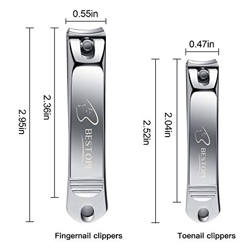 BESTOPE Nail Clippers Set Fingernail & Toenail Clipper Cutter, 2PCS Stainless Steel Sharp Sturdy trimmer set for Men & Women