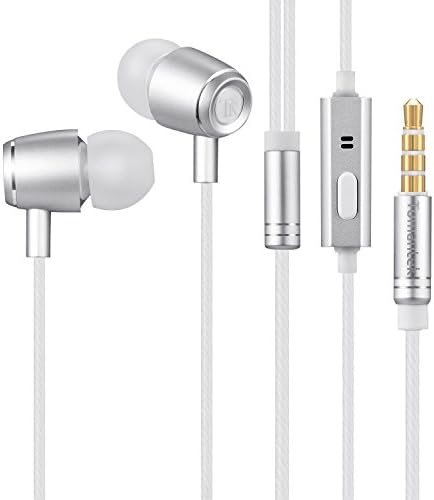 TOMANTEK TK-EM203 Earphones Headphones, High Definition, in-ear, Tangle Free, Noise Isolating with Microphone &amp; 3.5mm Cable for iPhone, iPod, iPad, MP3 Players, Samsung Galaxy etc, Silver