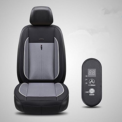 PU&Sandwich Cooling Car Seat Cushion (Black,Beige,Gray)- 12V/24V Automotive Nature Wind Comfortable Cooling Car Seat Cover Fits Most Cars,Truck,SUV (Gray)