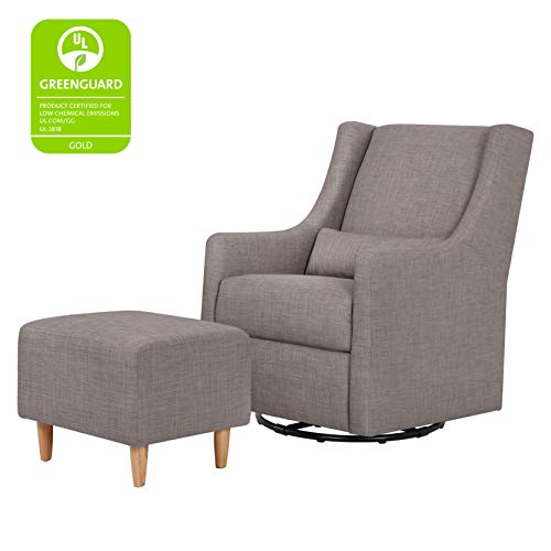 Babyletto Toco Upholstered Swivel Glider and Stationary Ottoman in Grey