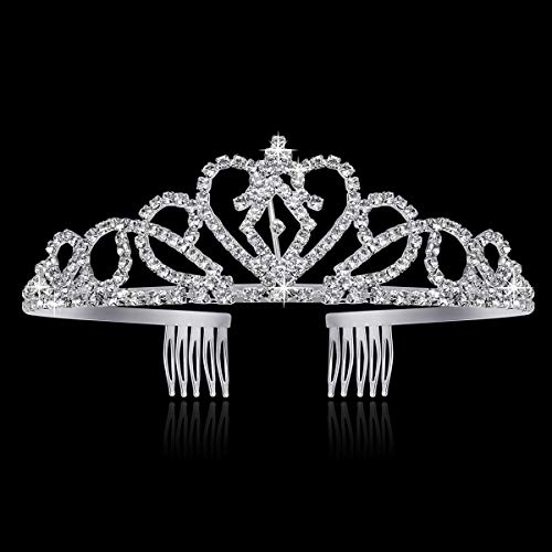 Didder Silver Crystal Tiara Crown for Women, Headband Princess Elegant Rhinestone Crown with Combs for Women Girls Bridal Wedding Prom Birthday Party