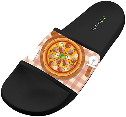 KOUY Summer Unisex Traditional Pizza Home Slippers Bath / Beach Non Slip Slide Sandals