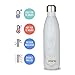 MIRA Vacuum Insulated Travel Water Bottle | Leak-Proof Double Walled Stainless Steel Cola Shape Sports Water Bottle | No Sweating, Keeps Your Drink Hot & Cold | 25 Oz (750 ml) (White Granite)
