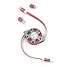 AKiimy 2-Pack 3.3ft 3 in 1 Retractable usb charging cable with Micro USB Lightning charging cable for iPhone 7 plus retractable cable Samsung galaxy s7 edge retractable charging cord /HTC & More (Red)