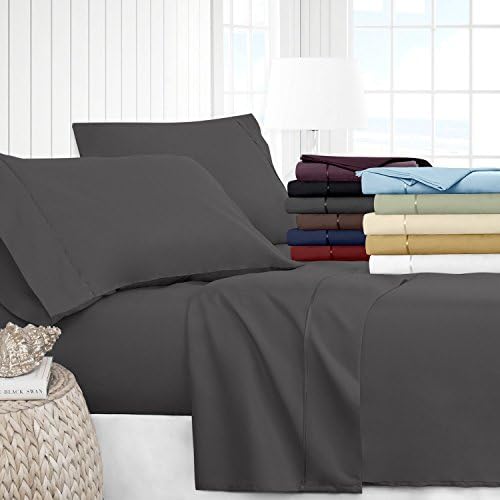 Beckham Hotel Collection 1900 Series Luxury Soft Brushed Microfiber 4pc Bed Sheet Set - Hypoallergenic with Deep Pocket - King - Gray