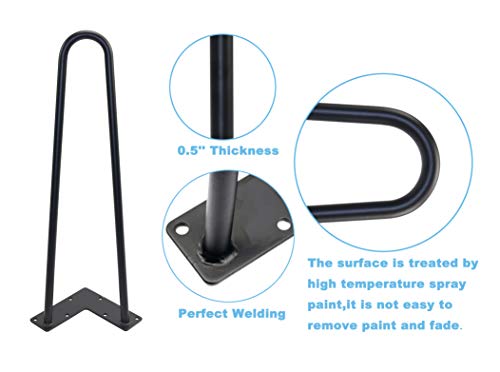 Hairpin Legs Cofee Table Metal Material （28" 2Rod 1/2" Black Set of 4）By Mrhardware - Thumbnail 2