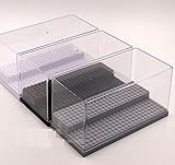 Acrylic Display Case/Box 2 Steps Perspex Dust Proof Show for Toys,Collector Stackable Clear Storage Display Case,Size 8.0 X 4.2 X 4.0 inchs (Gray)