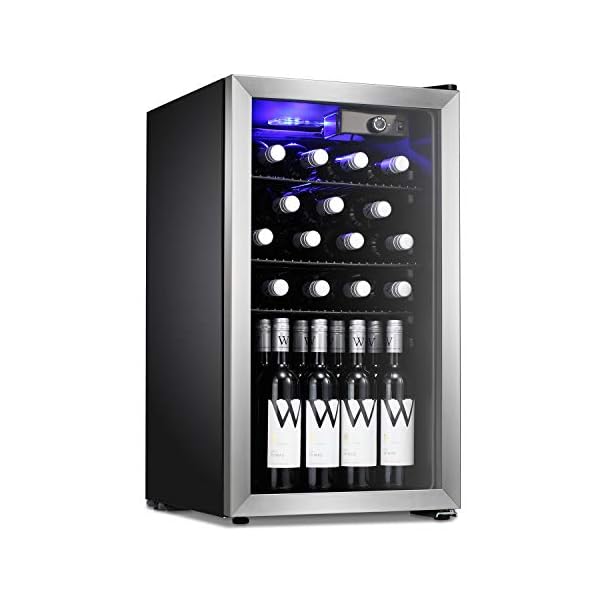 Antarctic-Star-26-Bottle-Wine-CoolerCabinet-Beverage-Refigerator-Mini-Fridge-Small-Wine-Cellar-Soda-Beer-Counter-Top-Bar-Quiet-Operation-Compressor-Freestanding-Clear-Glass-Door-for-OfficeDorm