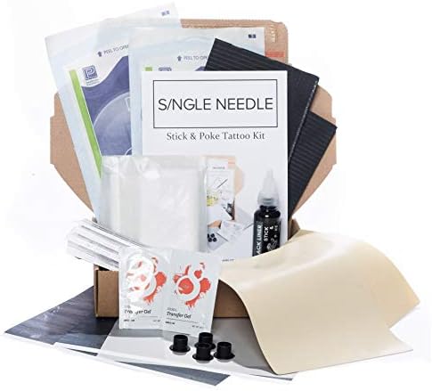 Single Needle - Stick & Poke (Hand Poke) PRACTICE Tattoo Kit - DOUBLE (Large Gloves)