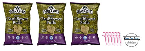 image for Veganrobs Cauliflower Puffs Probiotic, 3.5 oz (Pack of 3) with 20ct De