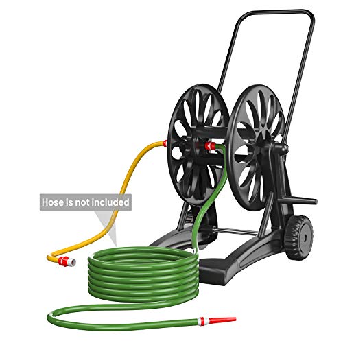 Goplus Garden Hose Reel Cart w/Quick Connectors and Adjustable Nozzle