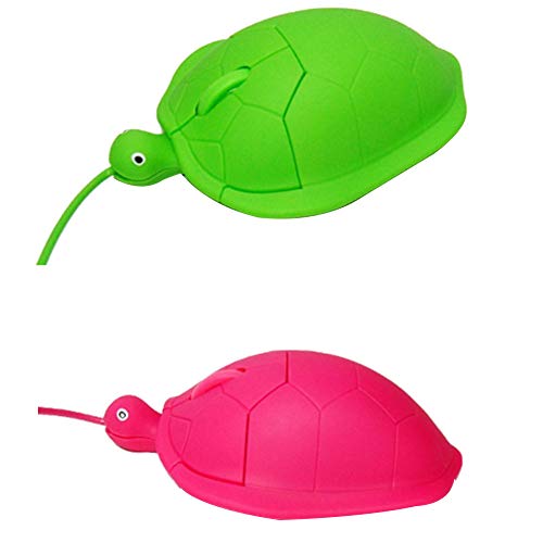 Shentesel Wired Optical Mouse Cute Turtle Animal Kids Three Buttons Computer Laptop - Rose Red