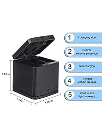 SJPZWCRL - Cargador para GoPro sin batería, 3 canales, cargador rápido de batería, caja de carga de viaje con cable USB tipo C sin batería para GoPro Hero 6 5 2018, cámara de acción negra