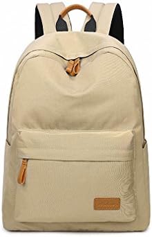 Casual Solid Canvas Women Backpack School Bag Large Capacity Simple Travel Bags Lady Back Pack Style Khaki 14 Inches