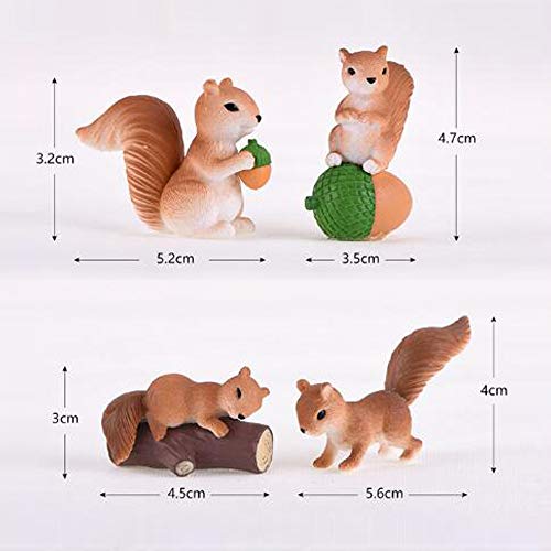 QTFHR 4 Pcs Squirrel Animal Figurine Ornament Home Ornament Decor, Garden Cake Top Decoration