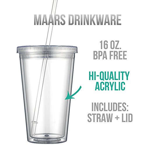 Maars Drinkware Bulk Double Wall Insulated Acrylic Tumblers with Straw