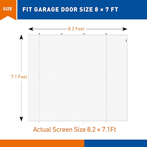 MAGZO Garage Screen Doors for 1 Car Garage 8x7ft White, Single Car