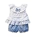 Kids Baby Girls Tops Polka Dot Lace Shirts T-shirt Shorts Pants Outfits Sets,6-12 Months,Blue