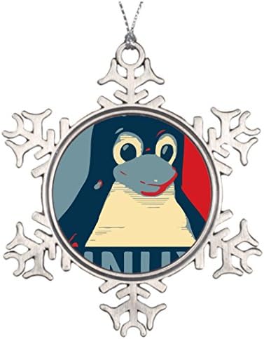 Personalised Christmas Tree Decoration Linux Tux penguin head red blue Pewter Christmas Snowflake Ornaments