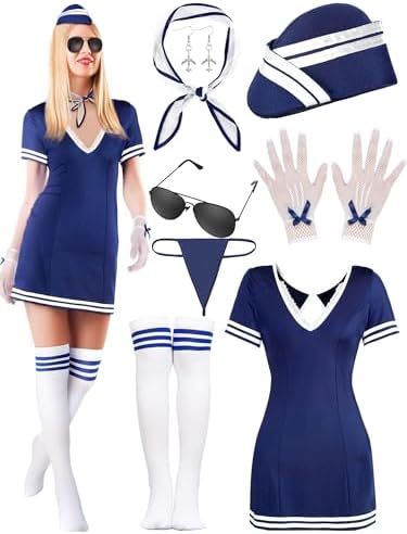 Amazon.com: Music Legs Mile High Club Stewardess Adult Costume (S