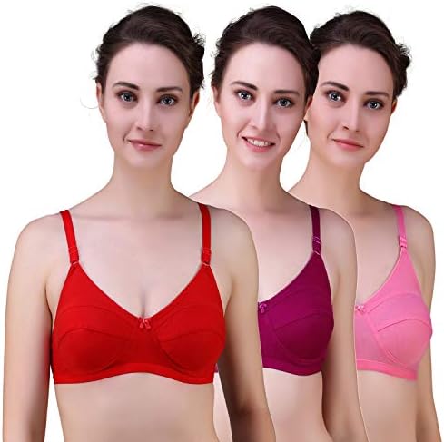 Alzy Full Coverage Non Padded Daily Use Bra Pack of 3_Assorted Color 04-P3