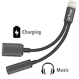 2 in 1 Lightning iPhone 7 Adapter, ATOOL Lightning to 3.5mm and Charger Audio Earphones Jack Cable [No Music Control] for iPhone 7 / 7 Plus - Black
