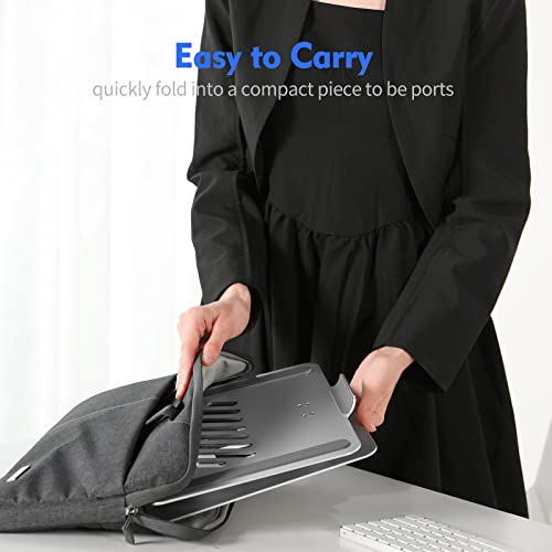 Adjustable Laptop Stand with 360 Rotating Base,360°Swivel & Adjustable Laptop Stand for Desk,Foldable&Portable Notebook Riser for MacBook Air Pro, All Laptops up to 17 inches,Sliver …