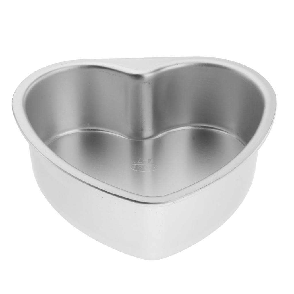 Heart Cake Tins Anodized Aluminum Baking Pan Mould with Removable Bottom Small Shaped Cake Tins Moulds Pan for Pie Cakes, Pudding，Sliver, 7inch