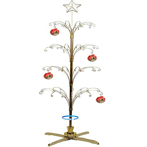 HOHIYA Ornament Display Tree Stand Metal Christmas Rotating 90 Hooks