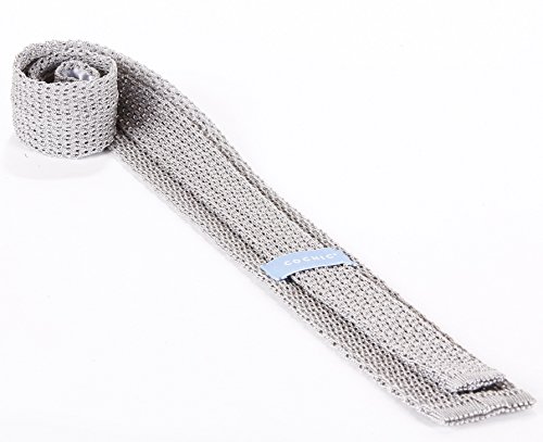 COCHIC SILK KNITTED TIE (SILVER)