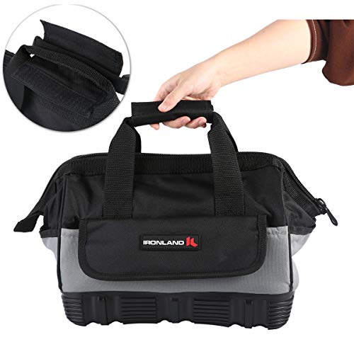 Tool Bag Wide Mouth with Multi-Compartment Pockets,Organizer Bag for Electricians, Carpenters. (12 inch)