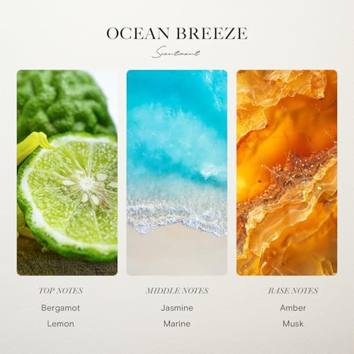 Scentiment Ocean Breeze Diffuser Oil - Premium Hotel Scent with Notes of Bergamot, Lemon, Jasmine with Marine & Amber Home Scent, Hotel Fragrance Oil Diffuser Refill - 16.91 fl oz (500 mL) | Premium Hotel Scent with Notes of Bergamot, Lemon, Jasmine with Marine & Amber Home Scent,Hotel Fragrance Oil Diffuser Refill