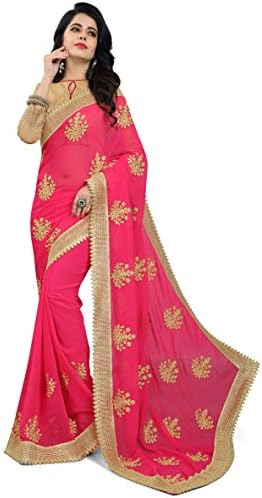 Women's Jacquard Pure Georgette Saree With Unstiched Blouse Piece
