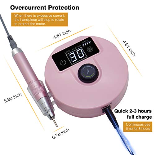 Portable Electric Nail Drill Machine, IMENE 30000RMP Professional Nail E-File Rechargeable for Acrylic, Gel, Natural Nails - Thumbnail 3