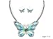 Jewelry Nexus Blue Butterfly Pendant Necklace with Enamel Inlay and Matching Earrings Set