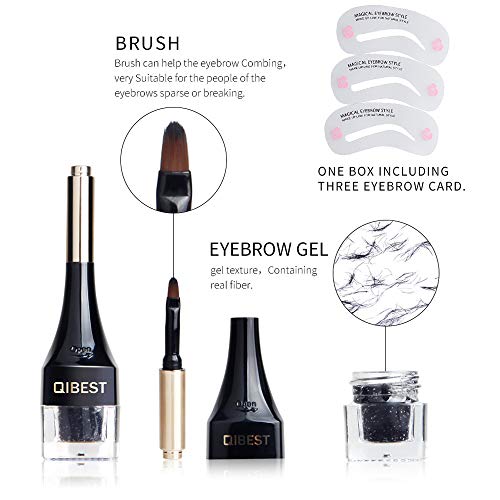 Coerni Waterproof 3D Eyebrow Extensions Gel Fiber+Eyebrow Card - Building Brow Hair and Eye Brow Brush