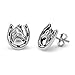 925 Sterling Silver 10 mm Tiny Lucky Horse Shoe with Horse Head Post Stud Earrings