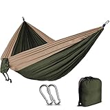 Yoilsntsg Nylon Parachute Hammock Light Weight Outdoor Camping Portable Single Hammock with Hammock Ropes and Hammock Carabiners