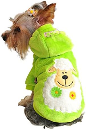 Pet Dog Fleece Hoodies Sweater Coat Lovely Sheep Pattern Puppy Clothes (M, Green)
