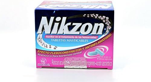 Nikzon 90 Tabs.auxiliary in the Treatment of Hemorrhoids Chewable Tabs Anti Inflammatory by Nikzon Genomma Lab