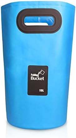 Compact Collapsible Bucket Camping Portable Folding Wash Basin Water Storage Container Lightweight Pail For Fishing Washing Gardening Hiking Travelling (Blue 15L)