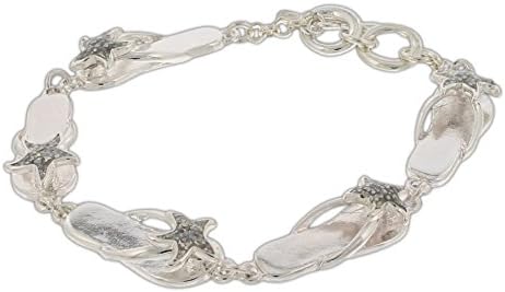 Periwinkle Silver-Tone Flip Flops Toggle Bracelet