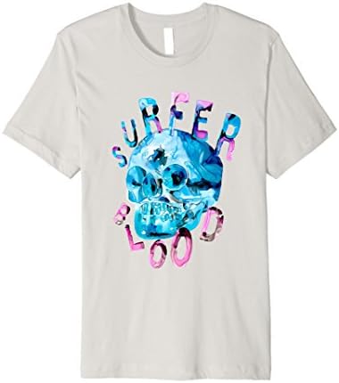 Mens Surfer Blood Skull T-Shirt Medium Silver