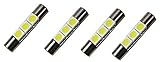 Cutequeen Trading 4pcs LED Mirror Fuse Sun Visor 6641 White 30mm(1.23") 5050 3-SMD 12V Festoon Dome Light LED Bulbs (pack of 4)