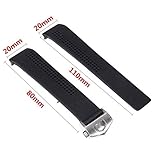 20/22mm Black Rubber Band Strap For TagHeuer CV2014