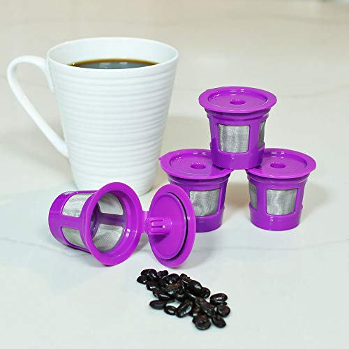 ECO-Save Reusable K-Cup Coffee Pod Filters | Refillable Capsules with Built-In, Integrated Mesh Strainer, 4-Pack