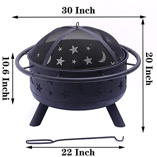30\'\' Fire Pit Outdoor Wood Burning Fire Pits Steel BBQ Grill Wood Burning Outdoor Fireplace Garden Beaches Camping
