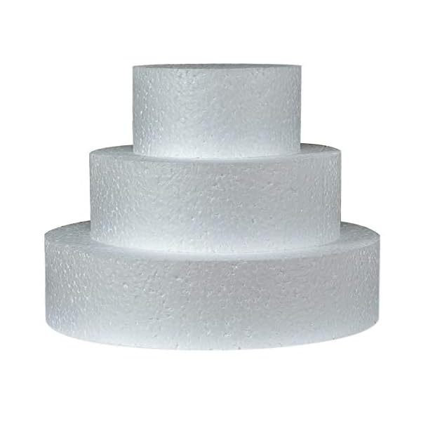 MCE-Commerce Styropor Torte Set dreistöckig H 5cm, 10cm; 15cm; 20cm, Weiß, 20x15cm